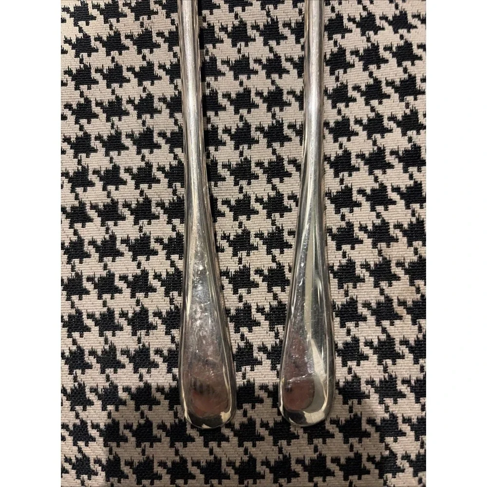 VTG Silver Plated Serving Spoon & Salad Fork Set Marked Made In Italy‎ 9